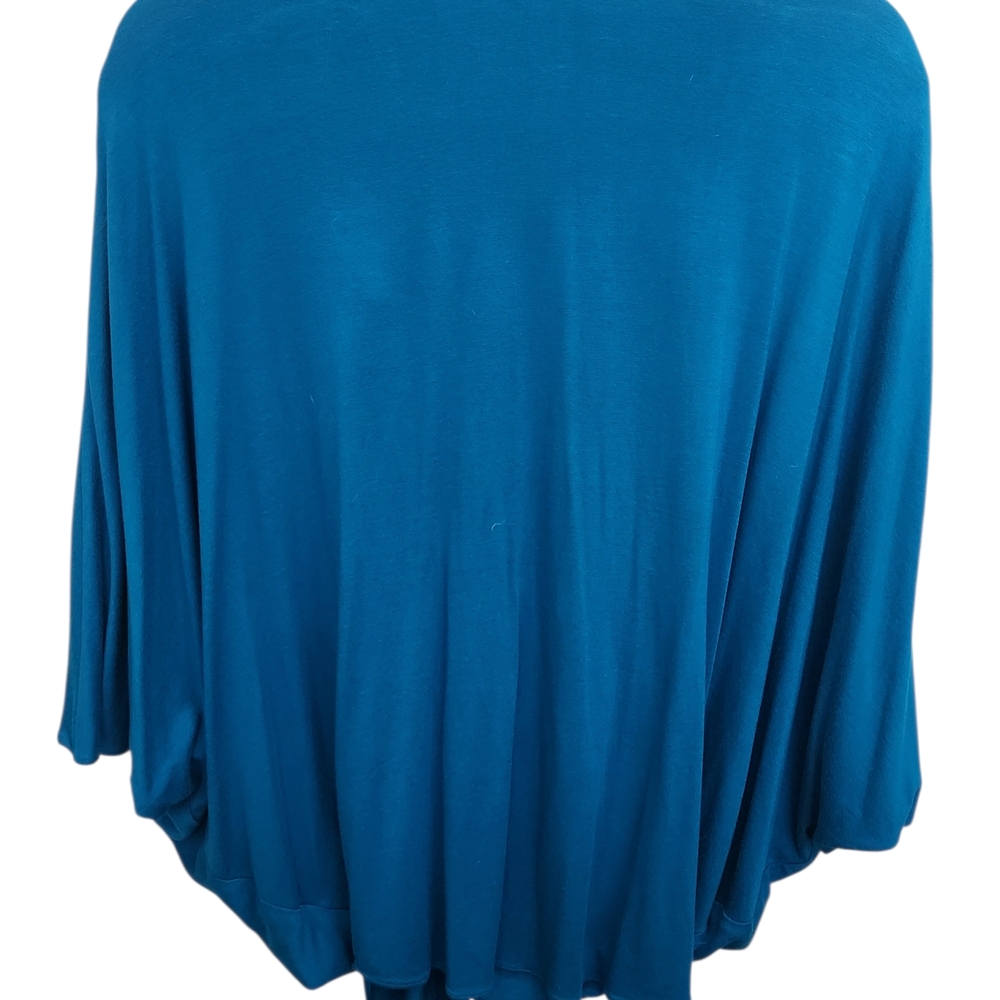 NWOT Sky Teal Monochromatic Top W/Suede V-neck Detail - Picture 4 of 5